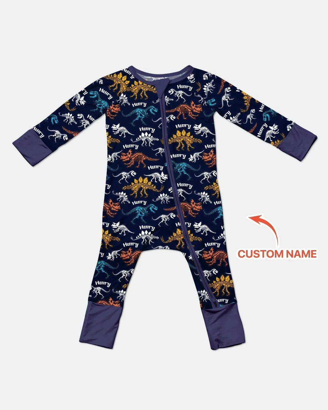 Dino Bones Parade Custom Name Bamboo Convertible Zippy