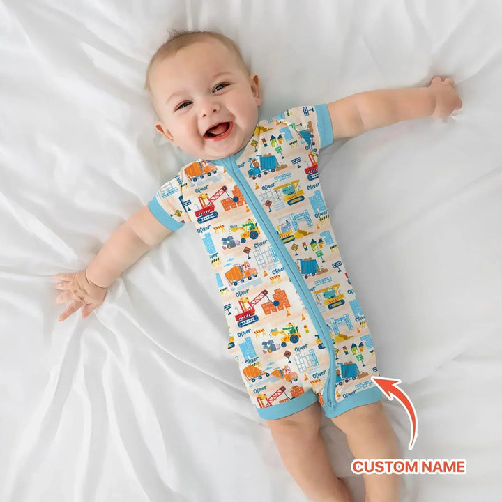 Little Builder Friends Custom Name Bamboo Shorty Zippy