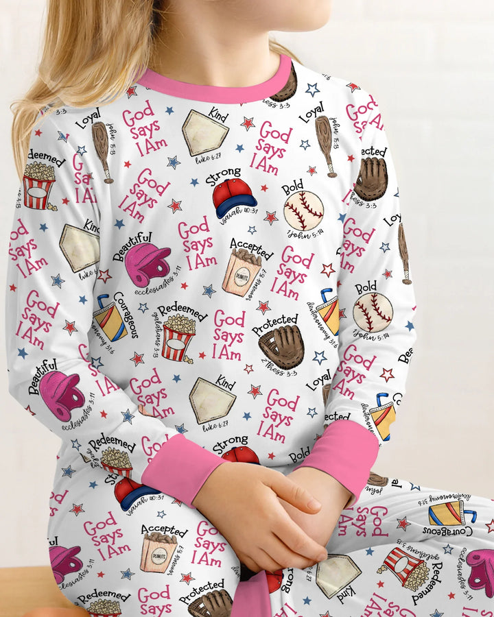 Christian Baseball Bamboo Two Piece Long Sleeve Pajama Set