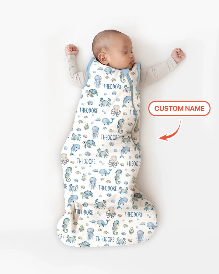 Custom Name Ocean Friends  Bamboo Sleep Bag