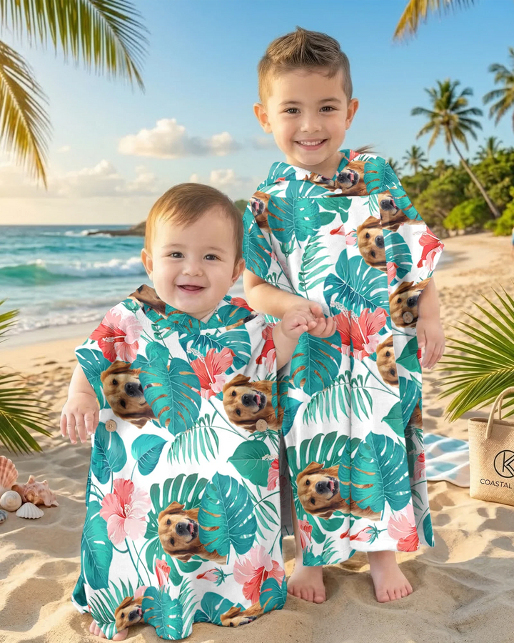 Hawaiian Custom Photo Dog Bamboo Swim Poncho