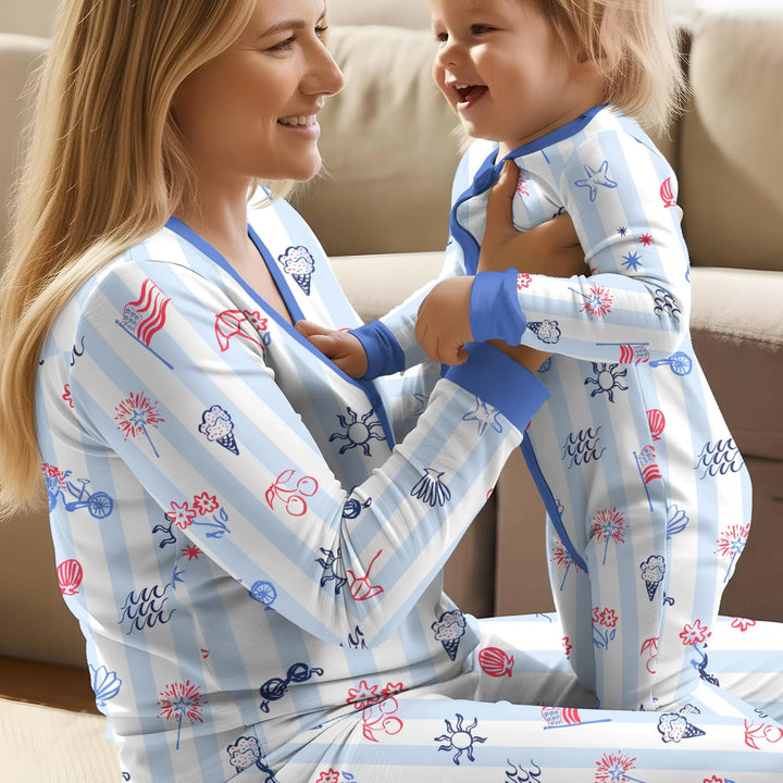 Red, White & Beachy Family Matching Bamboo Women Pajama Set