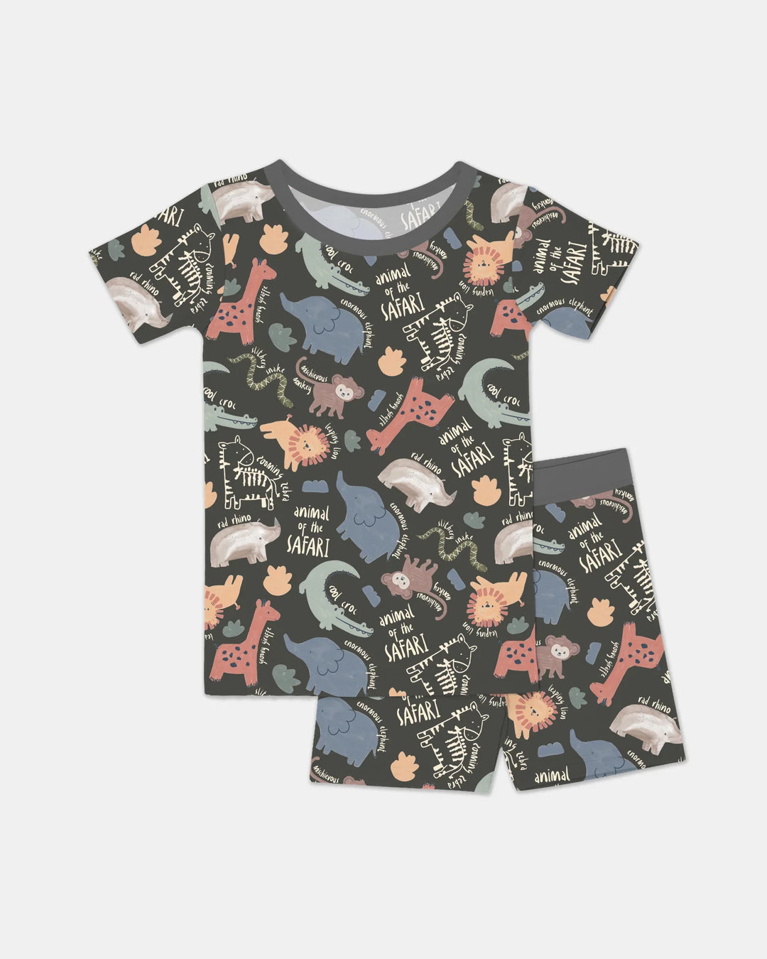 Funny African Animals Bamboo Two Piece Short Sleeve Shorts Pajama Set