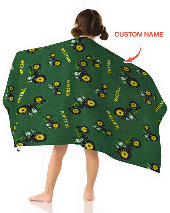 Custom Name Green Tractors Matching Daddy & Me  Beach Towel