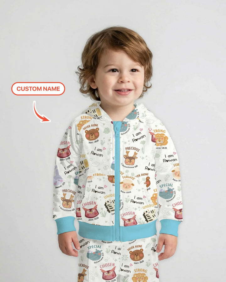 God’s Little Zoo Custom Name Bamboo Zip Hoodie