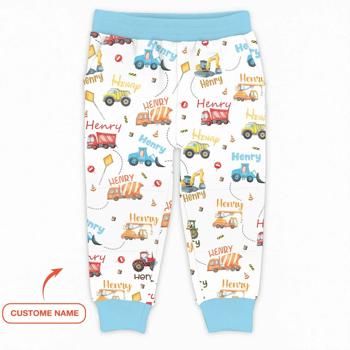 Construction Vehicles Custom Name Bamboo Jogger