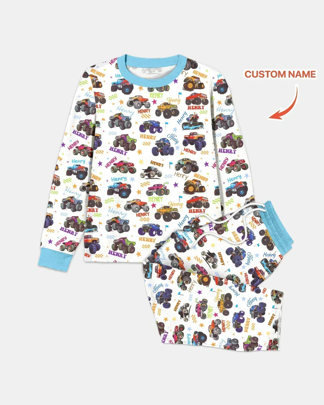 Monster Truck Custom Name Bamboo Men's Pajama Set