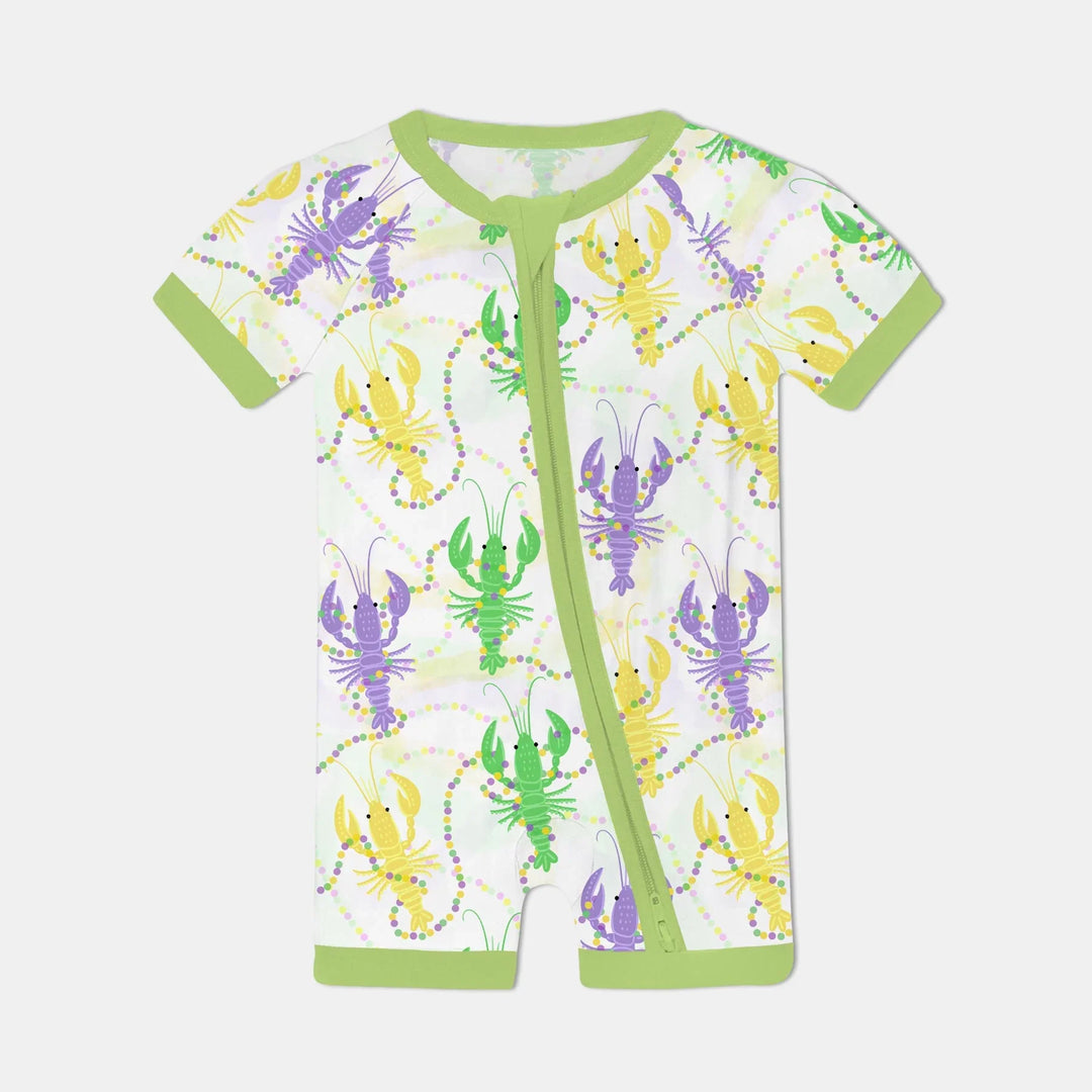 Mardi Gras Crawfish Family Matching Bamboo Shorty Zippy