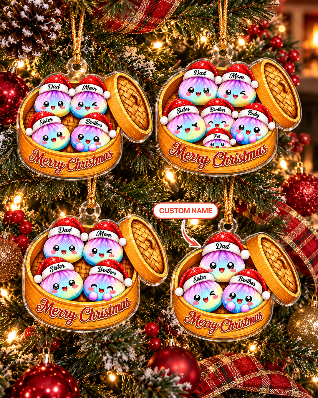 Dumpling Family Acrylic Ornament