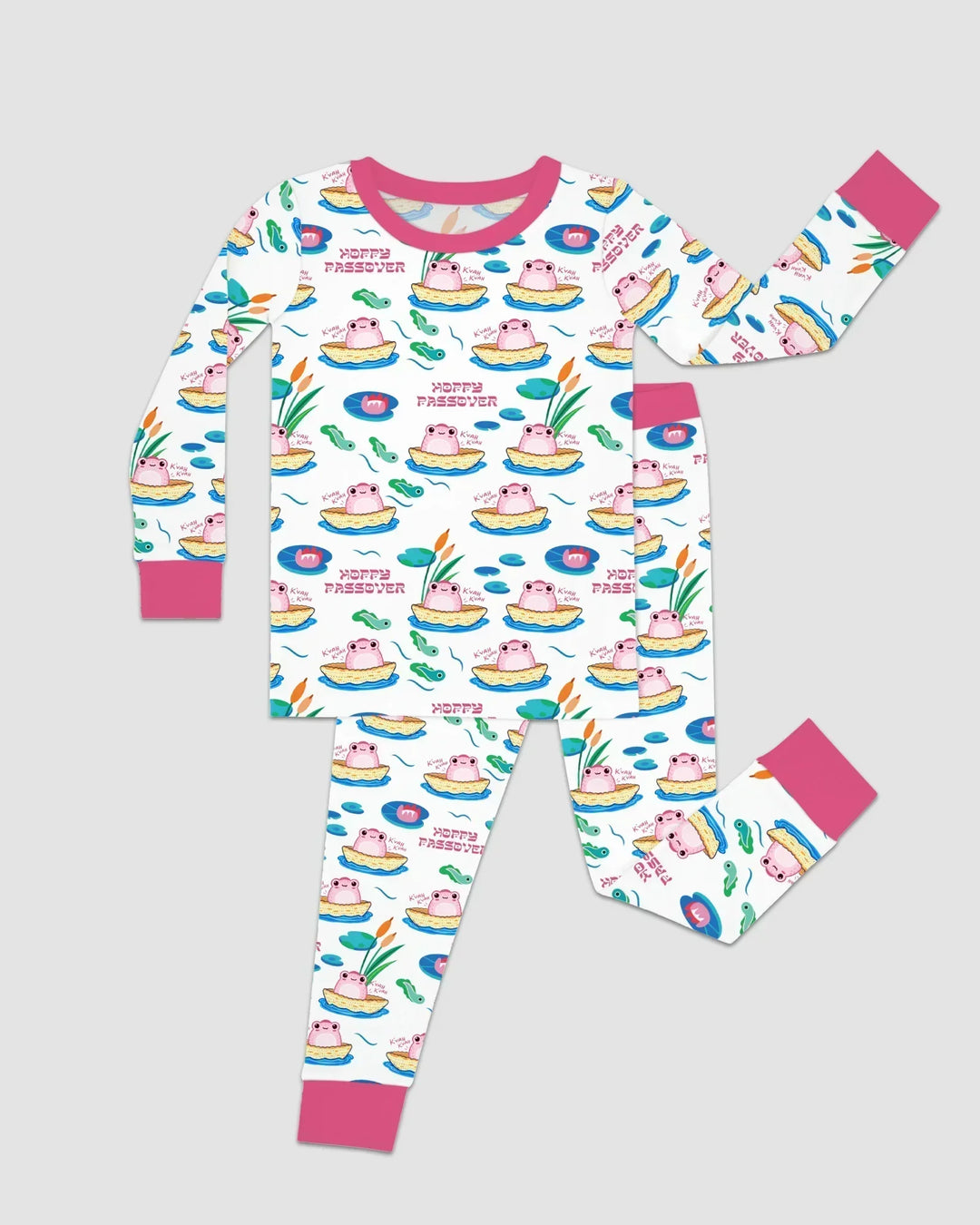 Hoppy Passover Family Matching Bamboo Two Piece Long Sleeve Pajama Set