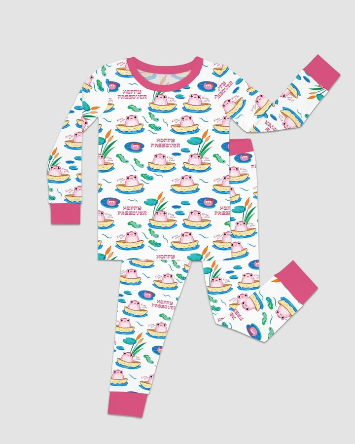 Hoppy Passover Family Matching Bamboo Two Piece Long Sleeve Pajama Set
