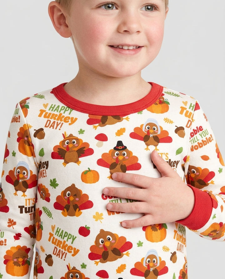 Happy Turkey Day Bamboo Two Piece Long Sleeve Pajama Set