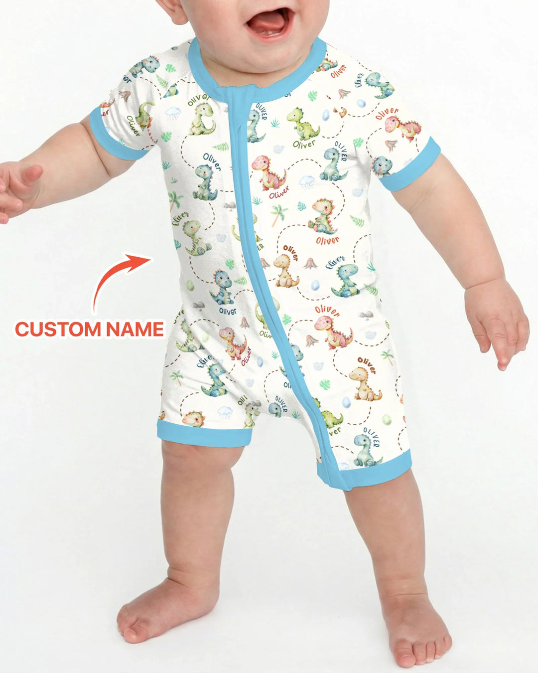Personalized Dino Friends Bamboo Shorty Zippy