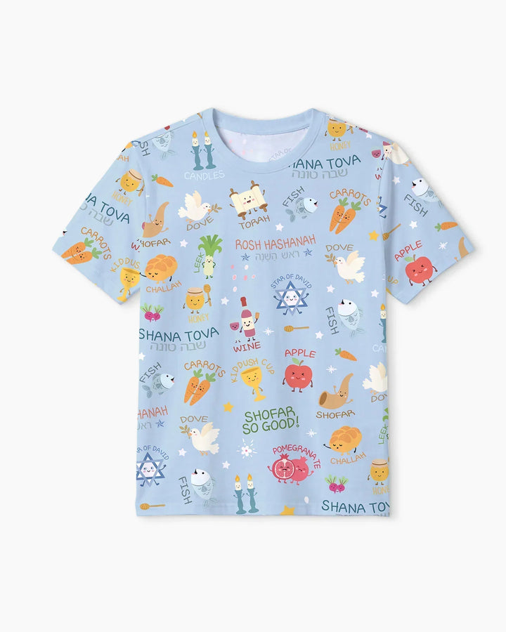 Family Rosh Hashanah Matching Bamboo Men Short Sleeve Short Pajama Set