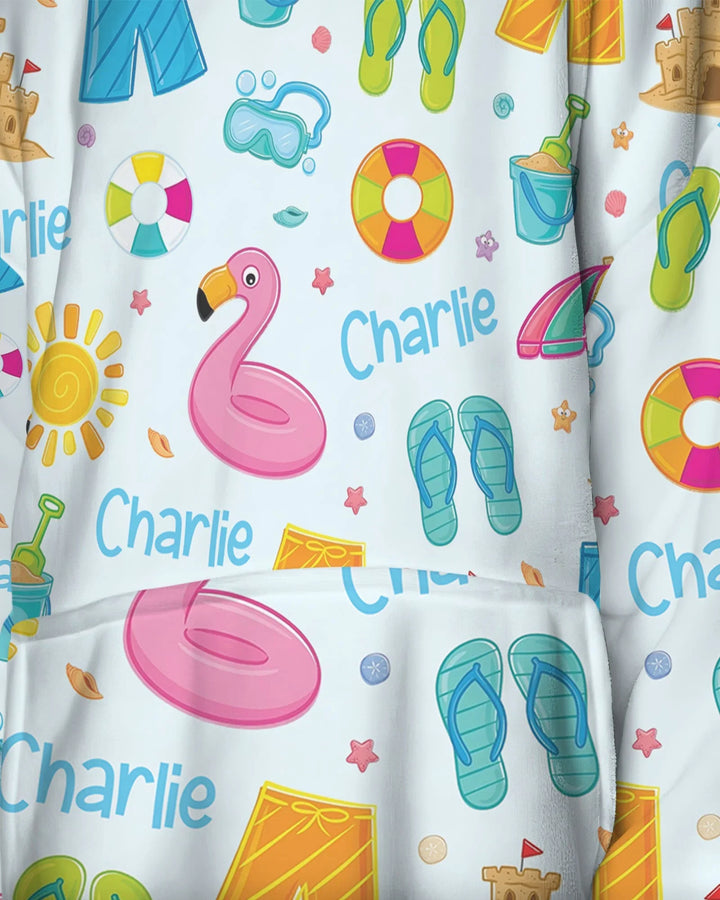 Custom Name Summer is Fun Bamboo Blanket Hoodie