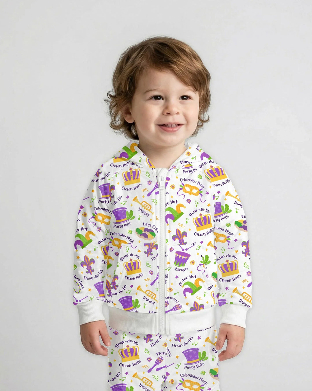 Mardi Gras Family Matching Bamboo Zip Hoodie