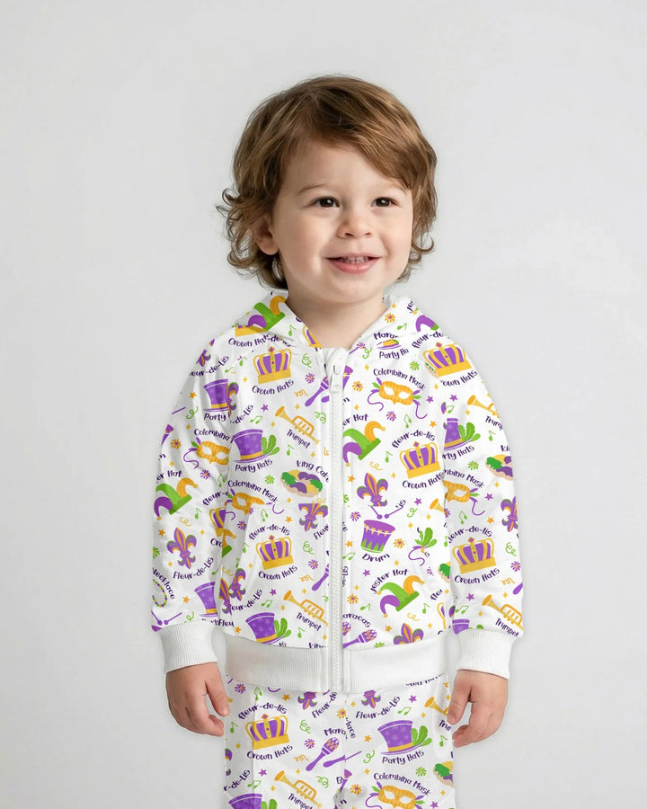 Mardi Gras Family Matching Bamboo Zip Hoodie