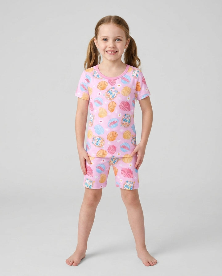 Mermaid Back To School Bamboo Two Piece Short Sleeve Shorts Pajama Set
