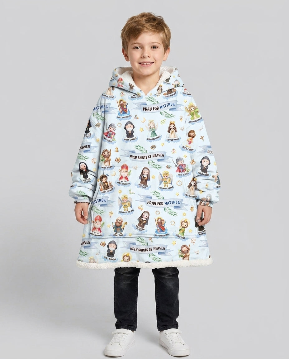 Holy Saints of Heaven Custom Name Bamboo Blanket Hoodie