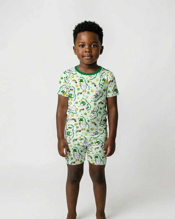 St. Patrick's Day Silly Goose Bamboo Two Piece Short Sleeve Shorts Pajama Set