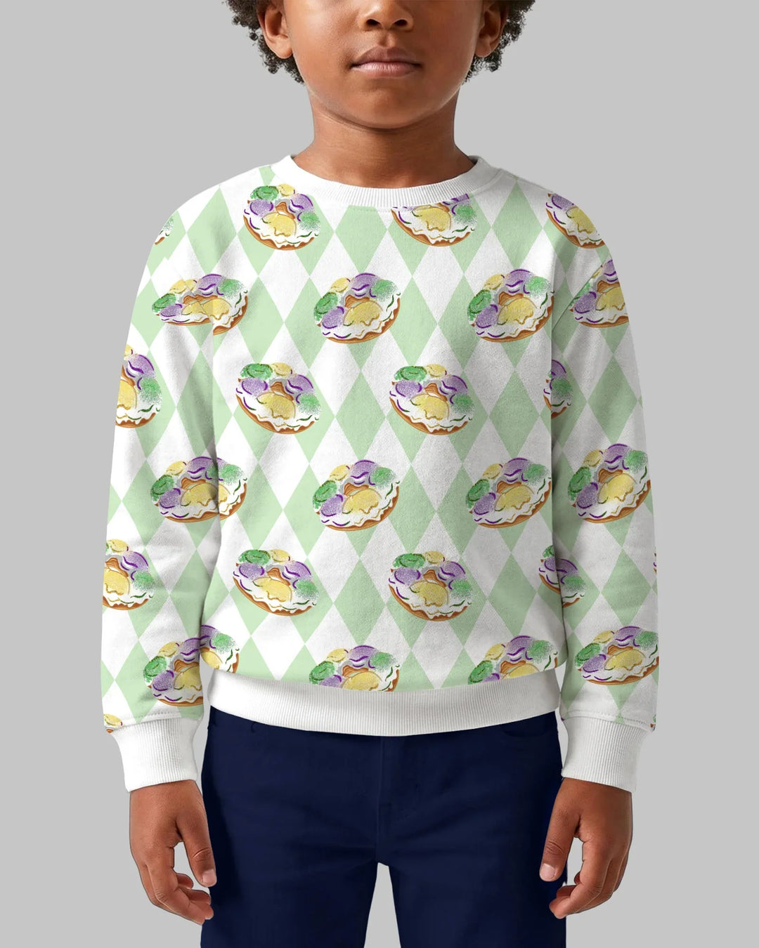 Mardi Gras Donut Bamboo Crewneck Sweatshirt