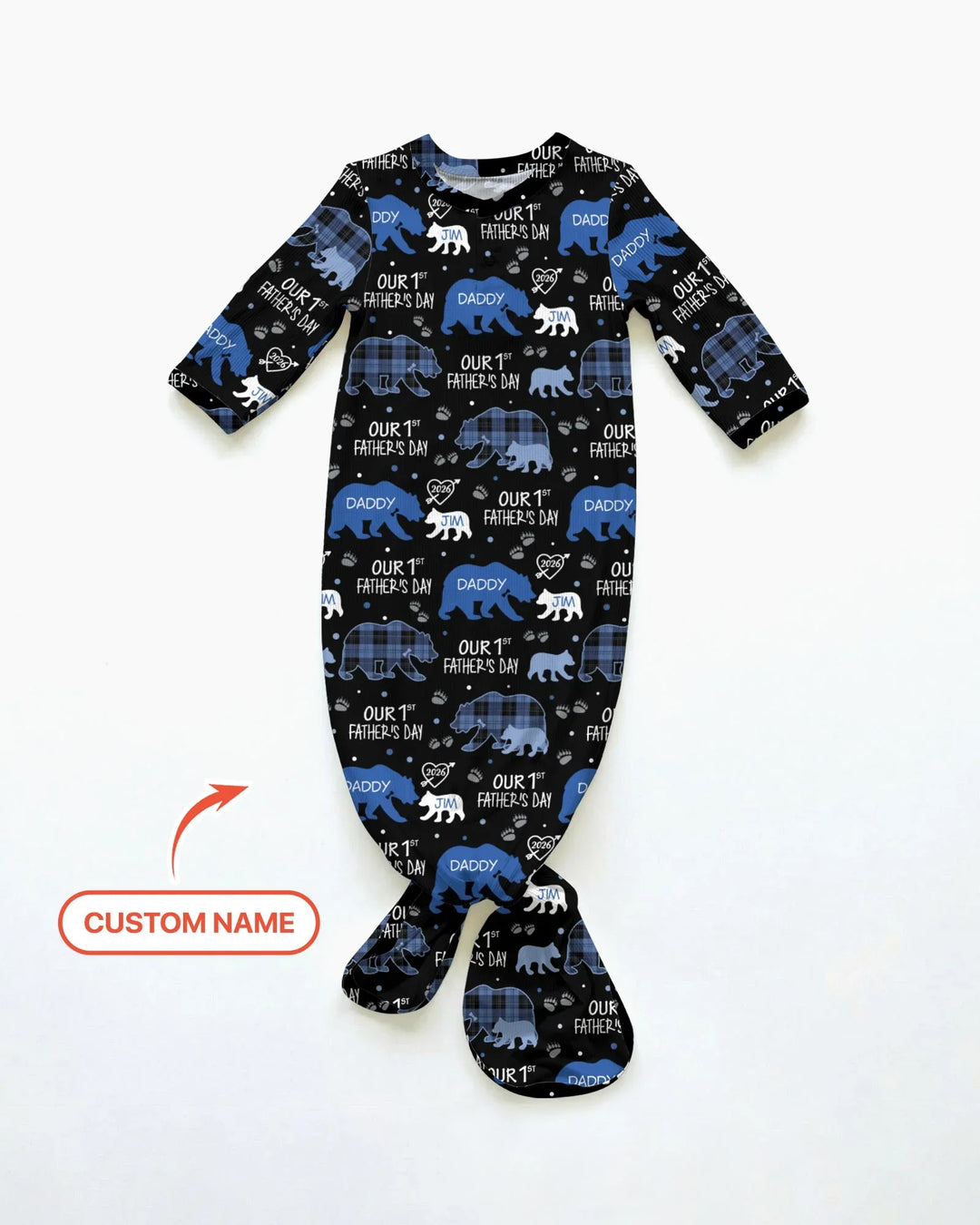Our 1st Father's Day Daddy Bear & Me Matching Bamboo Knot Gown