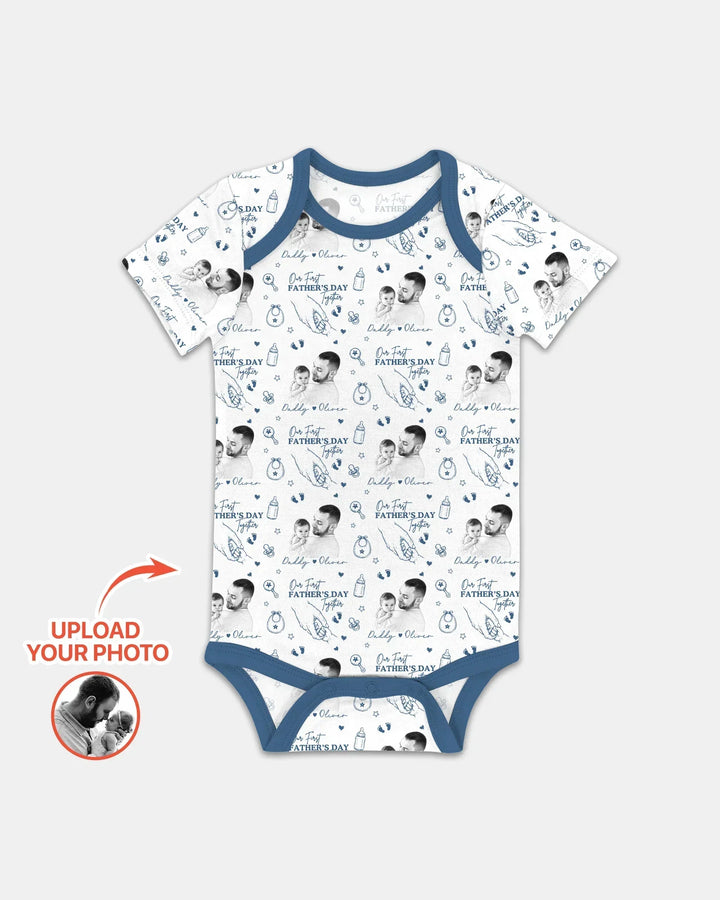 Custom Photo Our First Father's Day Together Bamboo Bodysuit