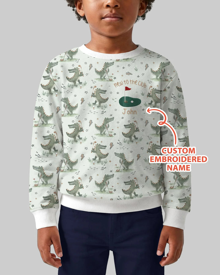 Personalized Embroidered Name Crocodile Golf Bamboo Crewneck Sweatshirt