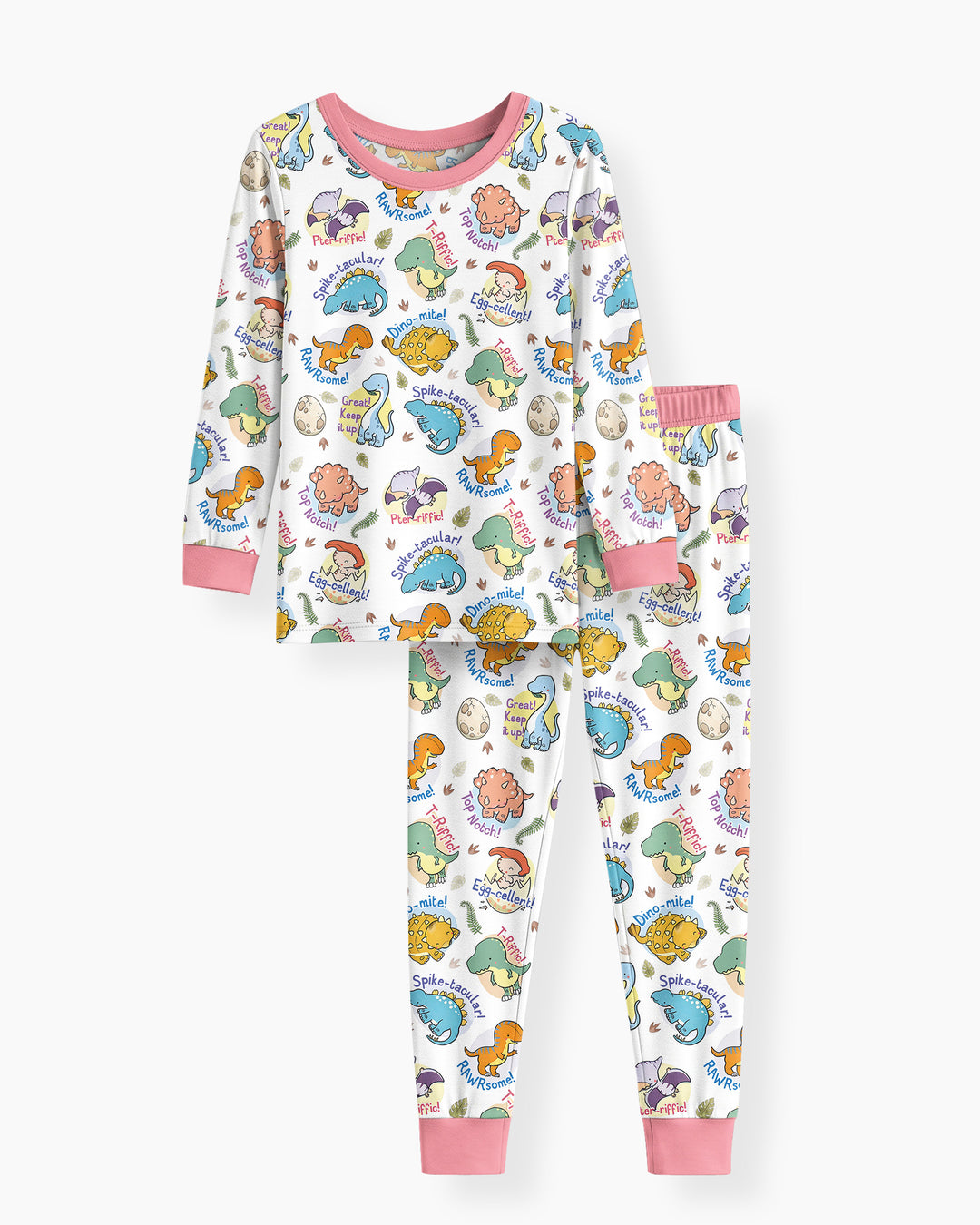 Cute Dinosaur Pun Bamboo Two Piece Long Sleeve Pajama Set