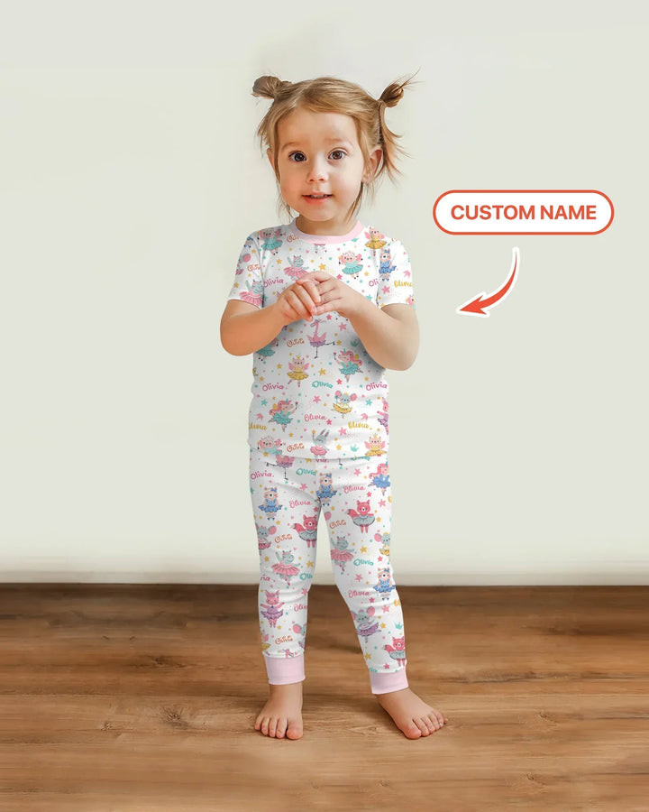 Fairy Friends Ballet Custom Name Bamboo Two Piece Short Sleeve Pajama Set