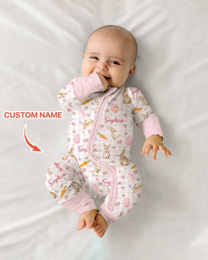 Custom Name Bunny Garden Bamboo Convertible Zippy