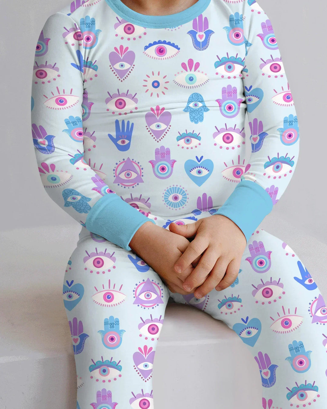 Hamsa Heart Guardians Family Matching Bamboo Two Piece Long Sleeve Pajama Set