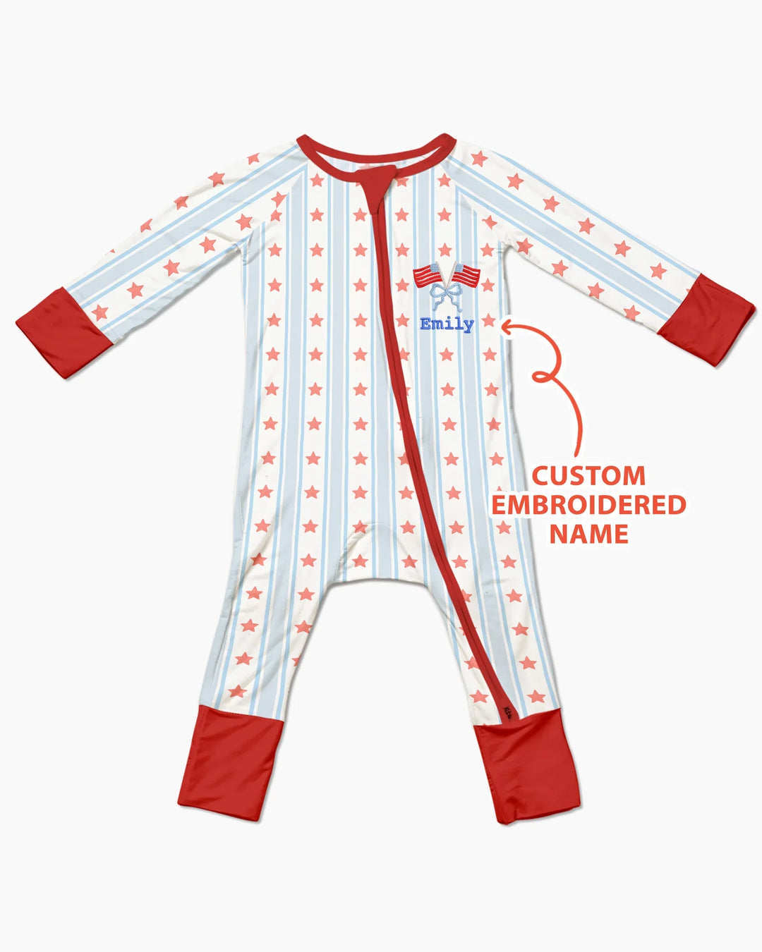 Custom Embroidered First 4th Of July Baby Bamboo Convertible Zippy