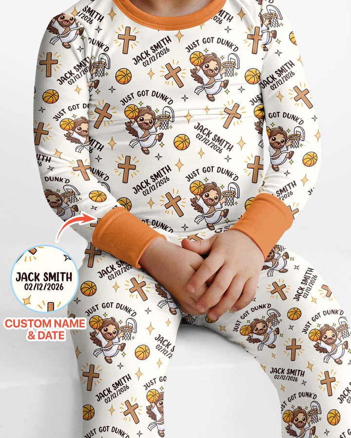 Personalized Baptism Just Got Dunk'd  Bamboo Two Piece Long Sleeve Pajama Set
