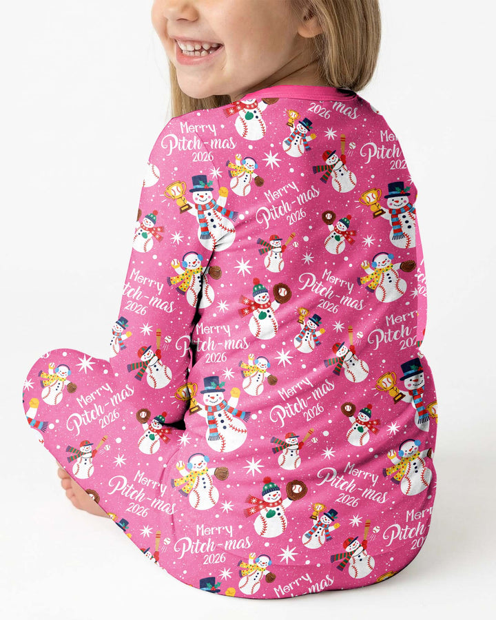 Baseball Christmas Non-custom version Bamboo Two Piece Long Sleeve Pajama Set