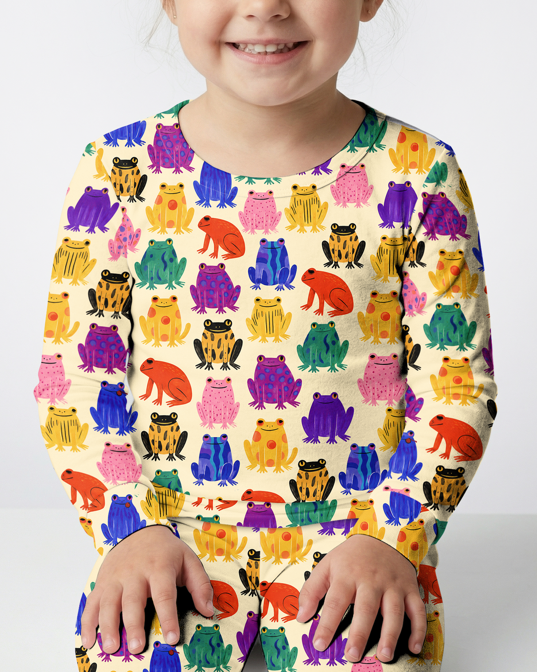 Rainbow Frog Parade Bamboo Two Piece Long Sleeve Pajama Set