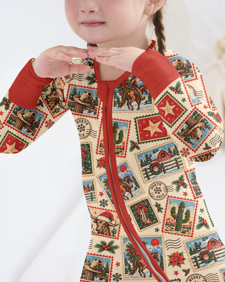 Western Christmas Stamps Bamboo Convertible Zippy