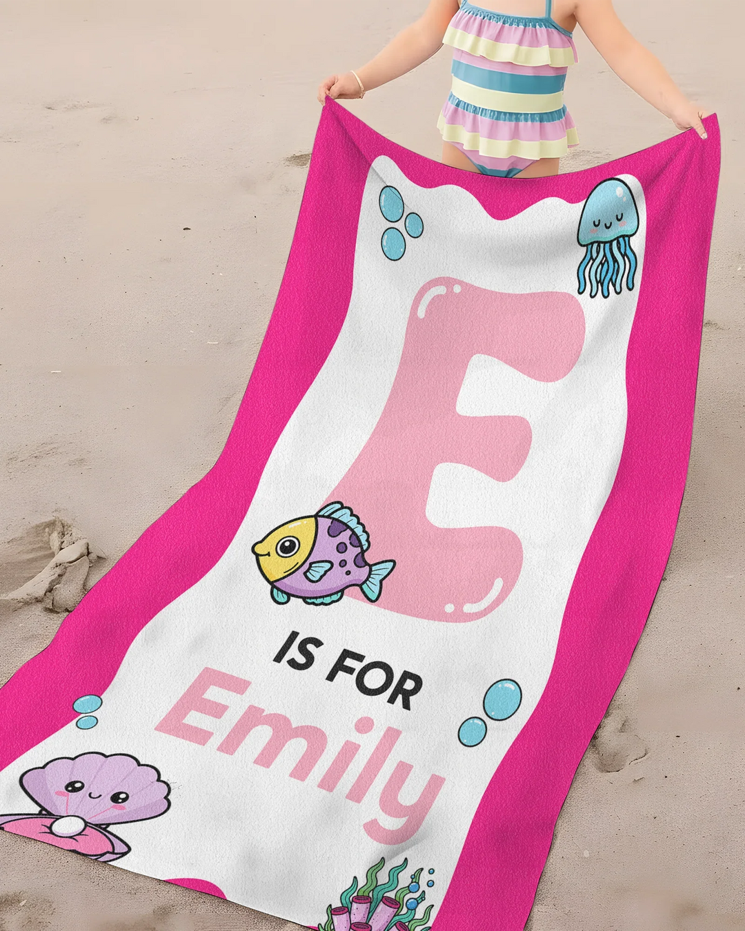 Personalised Ocean Theme Oversized Bamboo Beach Towel
