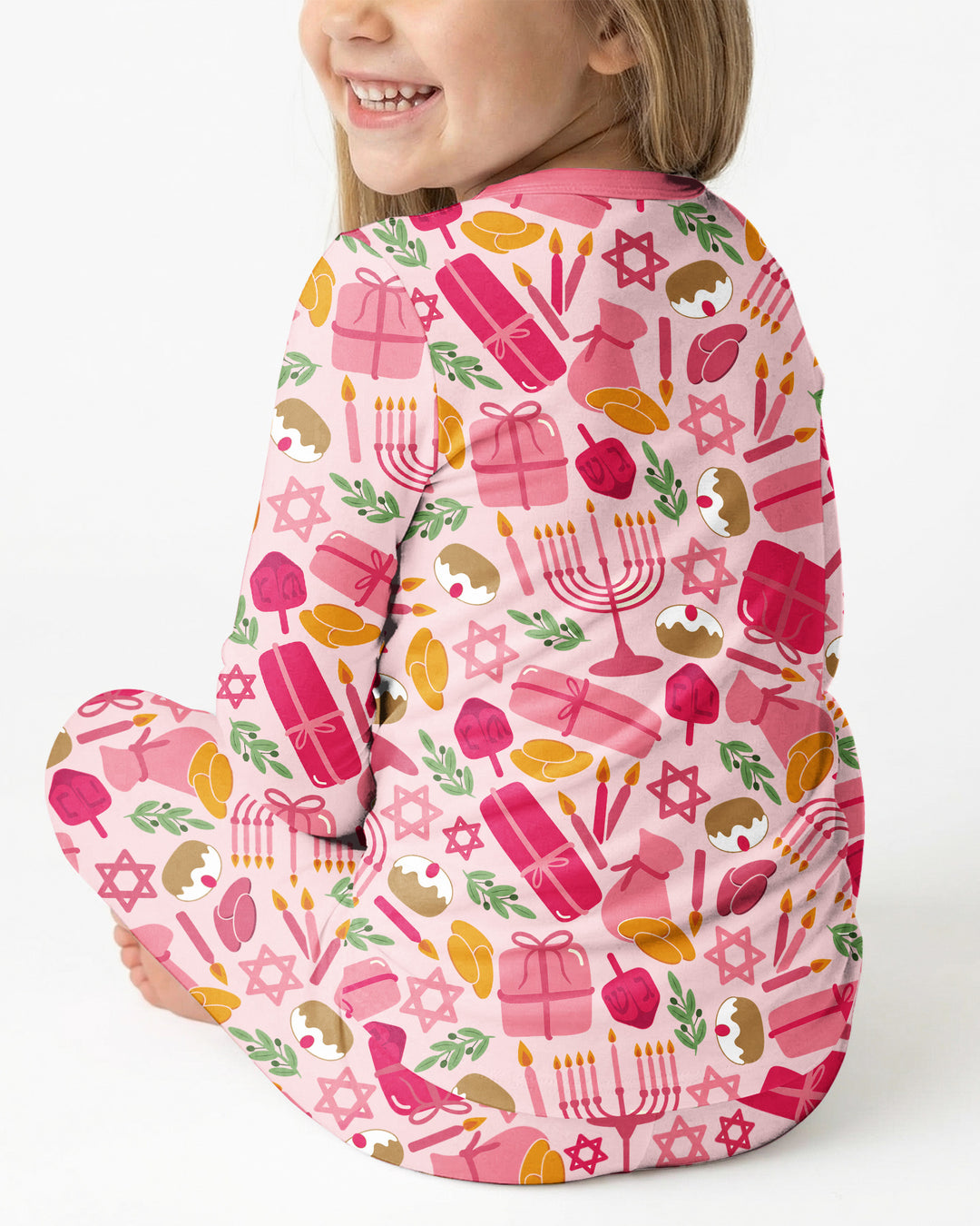 Oy to the World Hanukkah Bamboo Two Piece Long Sleeve Pajama Set