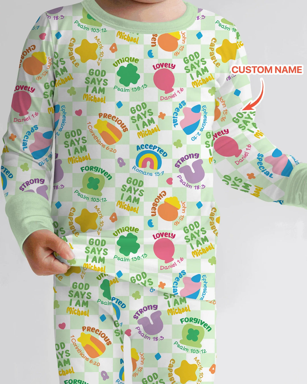 God Says I Am St. Patrick’s Day Custom Name Family Matching Bamboo Two Piece Long Sleeve Pajama Set