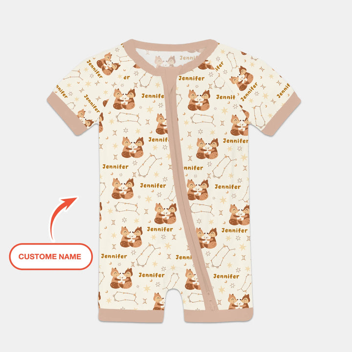 Bohemian Baby Zodiac Signs Custom Name Bamboo Shorty Zippy