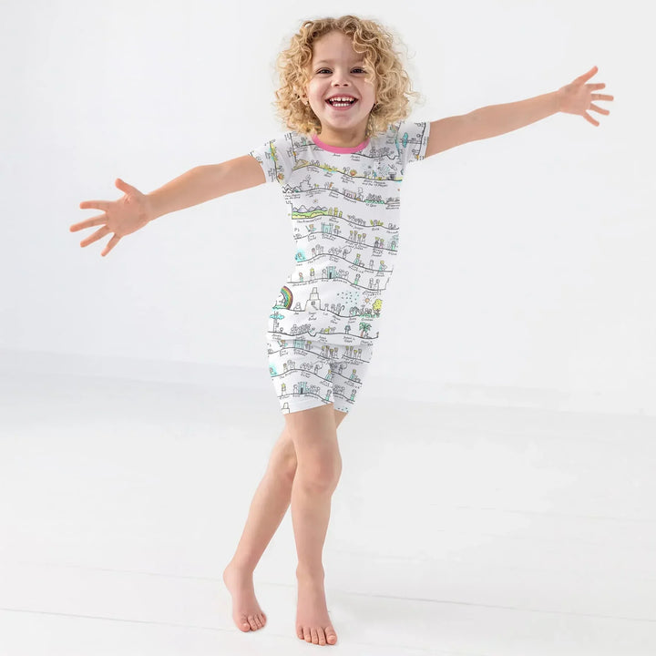 Bible Story Journey Family Matching Bamboo Two Piece Short Sleeve Shorts Pajama Set