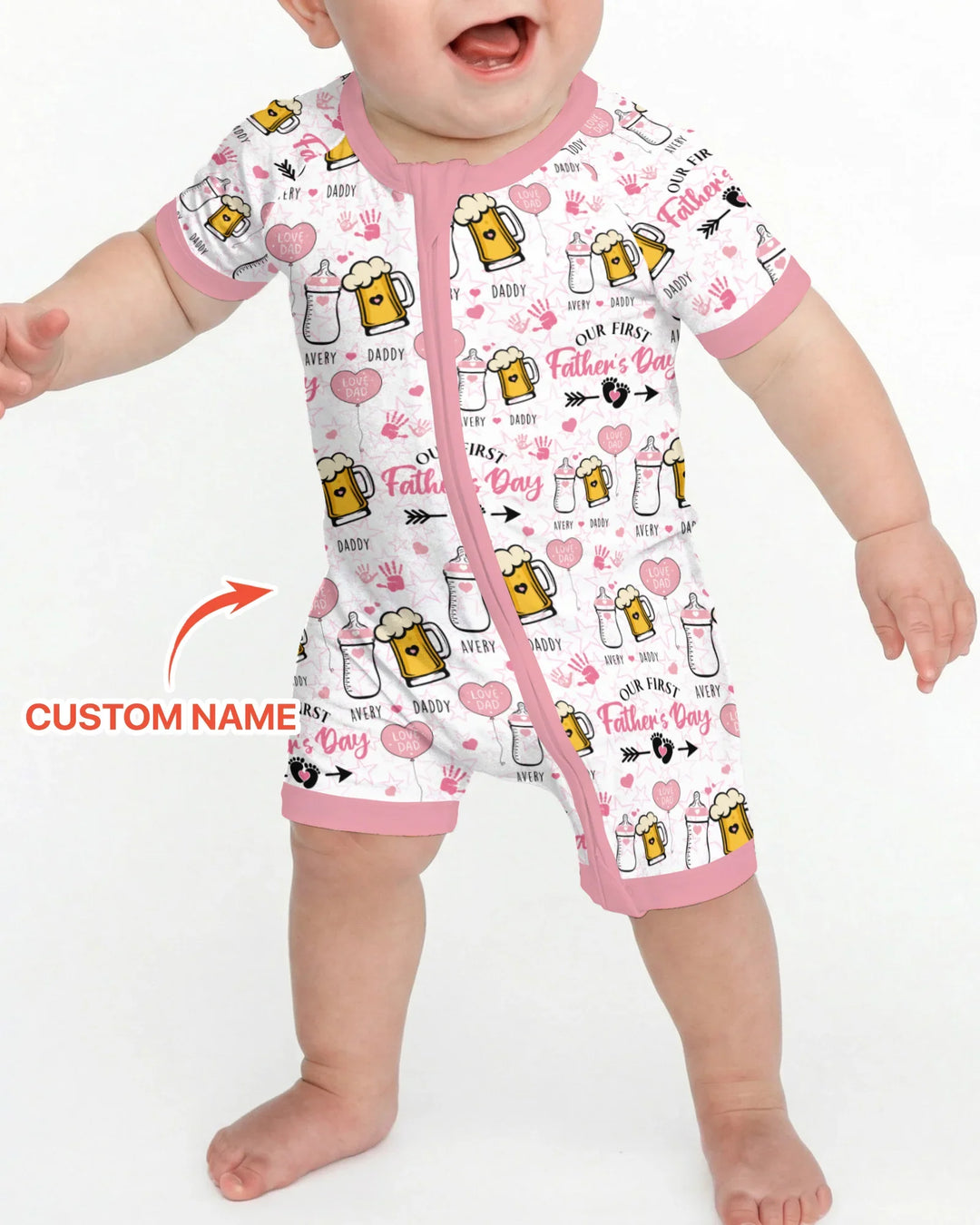 Custom Name First Father's Day Drink Bamboo Shorty Zippy