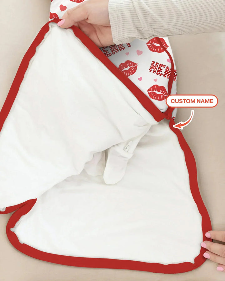 Custom Name Valentine Kiss Bamboo Sleep Bag