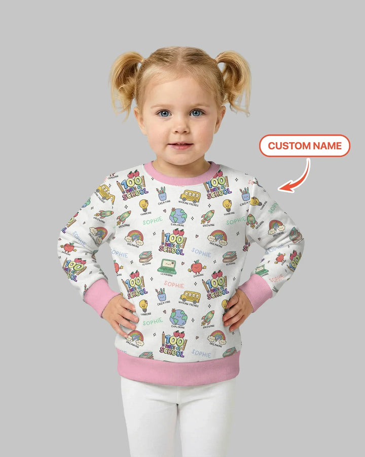 Custom Name Celebration Hundred Days Bamboo Crewneck Sweatshirt