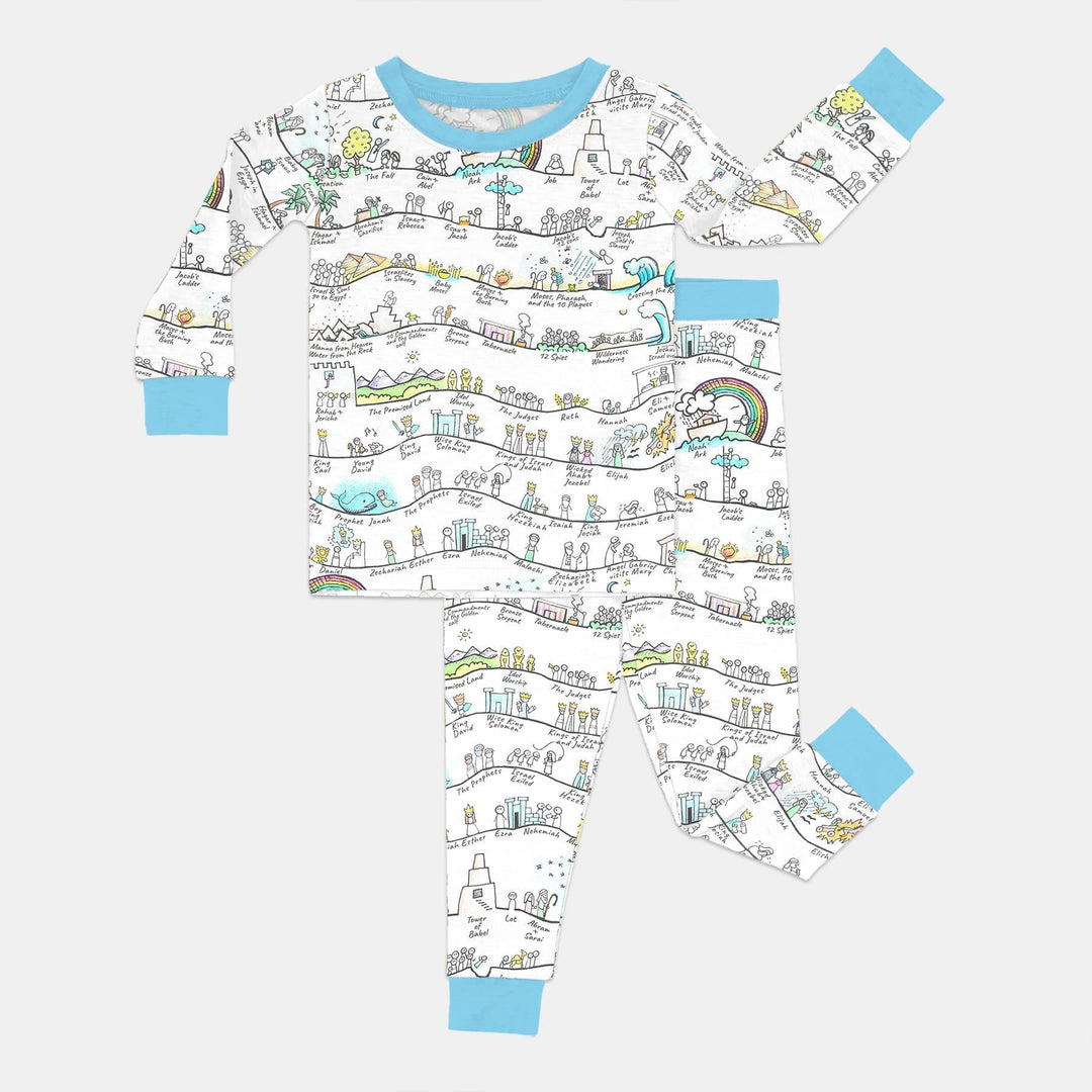 Bible Story Journey Family Matching Bamboo Two Piece Long Sleeve Pajama Set
