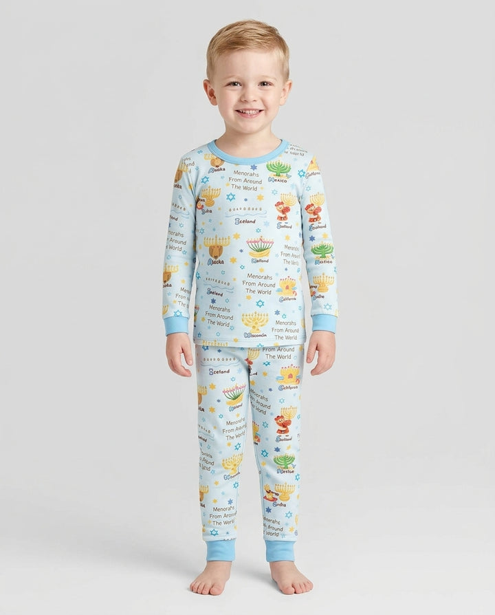 Menorahs From Around The World Bamboo Two Piece Long Sleeve Pajama Set
