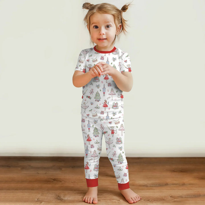 Sweet Nutcracker Holiday Matching Mom And Baby Bamboo Two Piece Short Sleeve Pajama Set