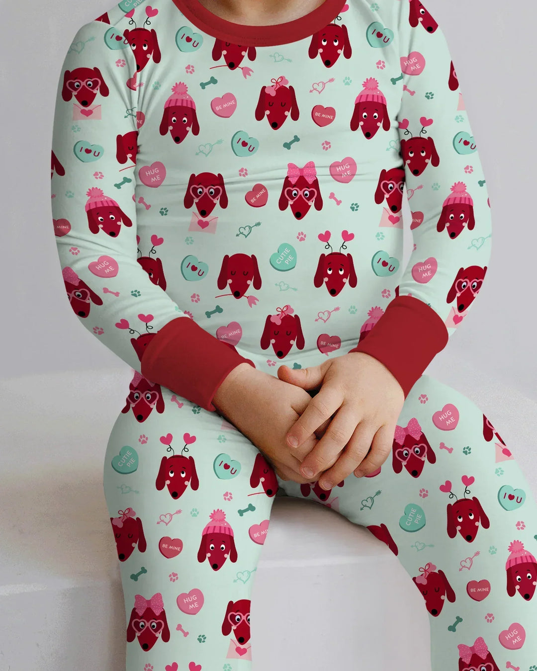 Dachshund Is My Valentine Bamboo Two Piece Long Sleeve Pajama Set