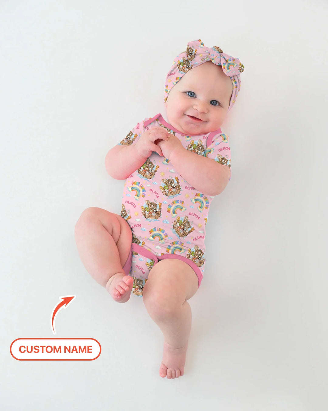 Custom Name Jesus Loves Me Noah's Ark Bamboo Bodysuit